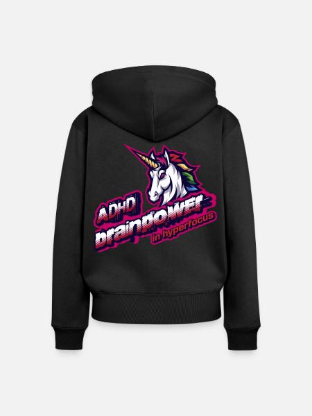 ADHS-Hyperfokus-Club, Neurodiversitäts-Superkraft - Frauen Premium Bio Zip Hoodie - Schwarz