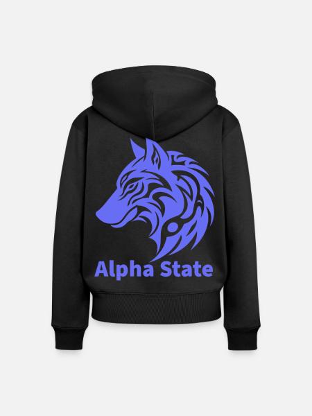 Alpha State Wolf-Emblem - Frauen Premium Bio Zip Hoodie - Schwarz