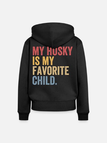Mein Husky ist mein Lieblingskind - Frauen Premium Bio Zip Hoodie - Schwarz