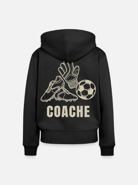 Vater Footballtrainer - Frauen Premium Bio Zip Hoodie - Schwarz