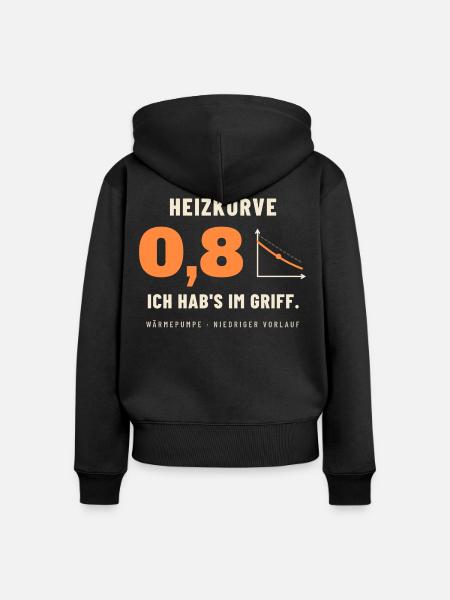 Heizkurve 0,8 – Wärmepumpe im Griff - Frauen Premium Bio Zip Hoodie - Schwarz