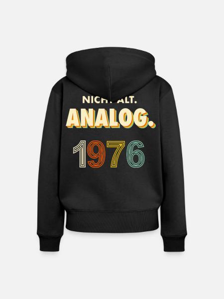 1976-Nicht-alt-Analog - Frauen Premium Bio Zip Hoodie - Schwarz