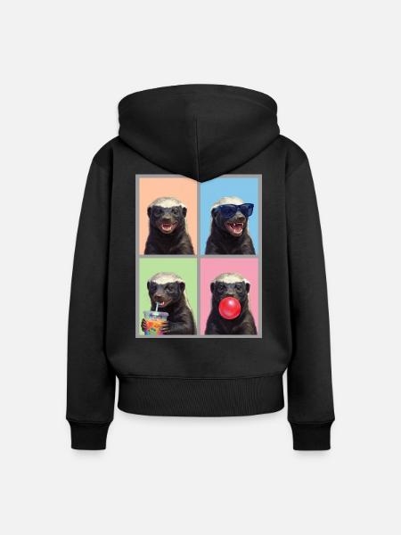 Honey Badger Honigdachs - Frauen Premium Bio Zip Hoodie - Schwarz
