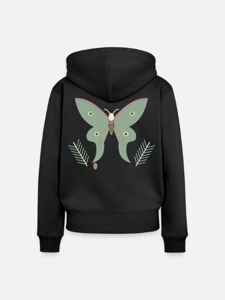 Spanischer Mondmotte und Kiefer - Frauen Premium Bio Zip Hoodie - Schwarz