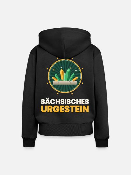 SACHSEN SÄCHSISCHES URGESTEIN - Frauen Premium Bio Zip Hoodie - Schwarz