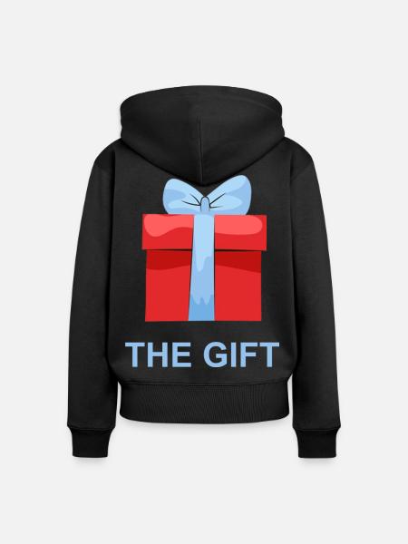 Rotes Geschenk mit Blauem Band - Frauen Premium Bio Zip Hoodie - Schwarz