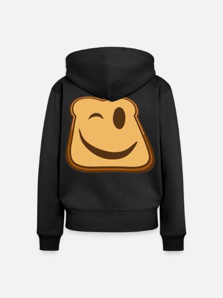 Winkender Toast Emoji - Frauen Premium Bio Zip Hoodie - Schwarz
