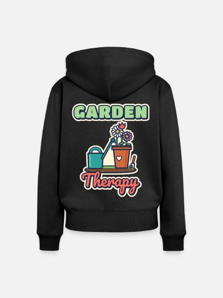 Gartentherapie - Frauen Premium Bio Zip Hoodie - Schwarz