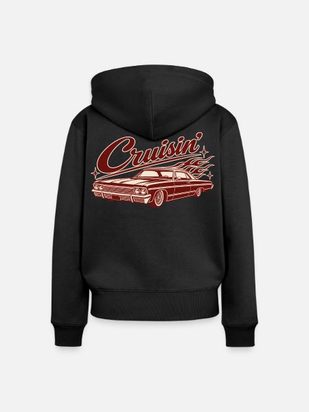 Cruisin’ Classic Car - Frauen Premium Bio Zip Hoodie - Schwarz