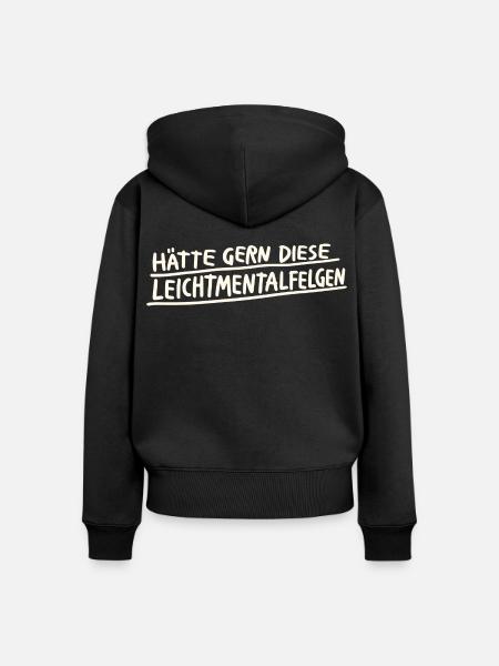 Leichtmentalfelgen Wortspiel - Frauen Premium Bio Zip Hoodie - Schwarz