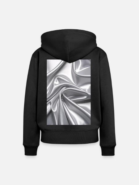 Silberne Satinwellen Stofffluss - Frauen Premium Bio Zip Hoodie - Schwarz