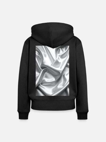 Silber Satin Falten - Frauen Premium Bio Zip Hoodie - Schwarz