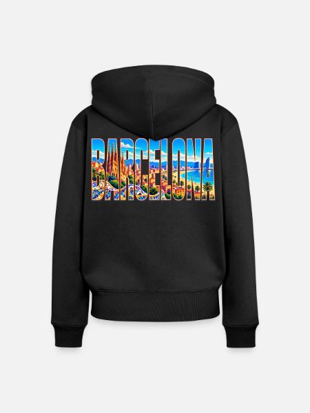 Barcelona-33cm - Frauen Premium Bio Zip Hoodie - Schwarz