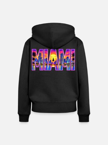 Miami-33cm - Frauen Premium Bio Zip Hoodie - Schwarz