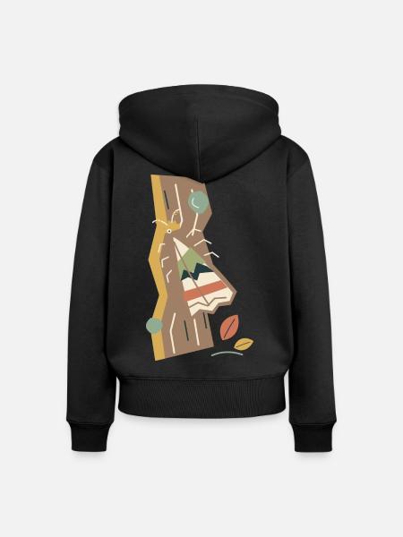 Tarnte Motte auf Baumrinde - Frauen Premium Bio Zip Hoodie - Schwarz