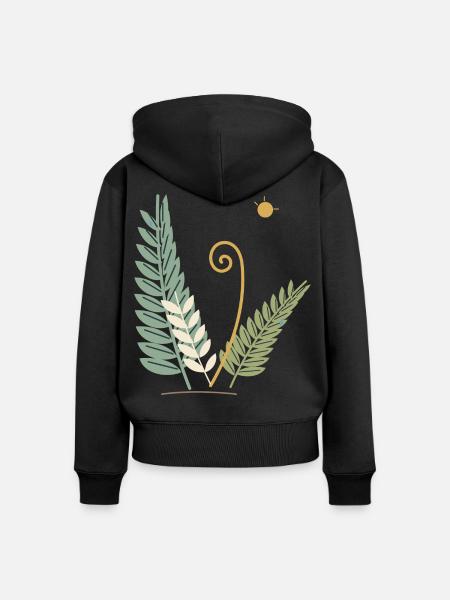 Entfaltende Waldfarne - Frauen Premium Bio Zip Hoodie - Schwarz