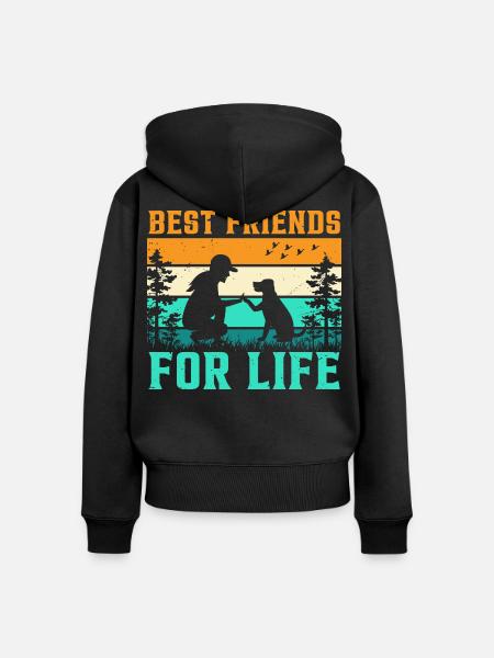 Beste Freunde Fürs Leben Hund - Frauen Premium Bio Zip Hoodie - Schwarz