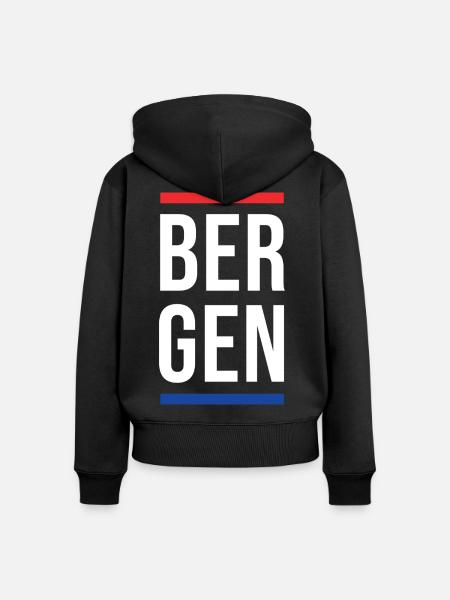 Bergen Bold Block-Typografie - Frauen Premium Bio Zip Hoodie - Schwarz