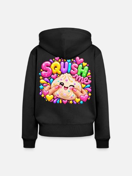 Squish Me: Buntes Herz-Squishy - Frauen Premium Bio Zip Hoodie - Schwarz