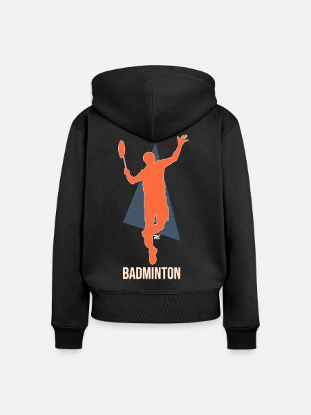 Badmintonspieler beim Smash - Retro Stil - Frauen Premium Bio Zip Hoodie - Schwarz