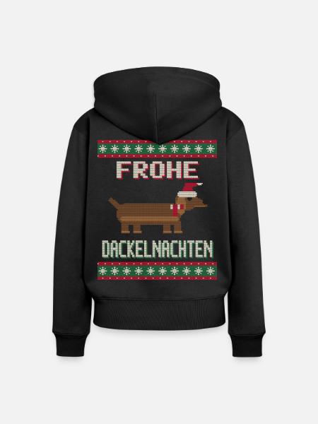 Frohe Dackelnachten - Frauen Premium Bio Zip Hoodie - Schwarz