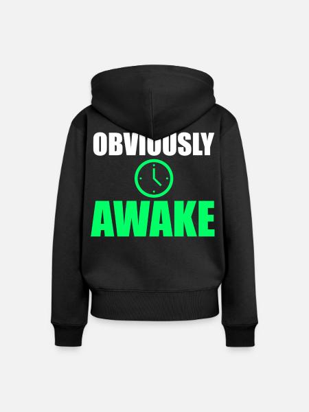 Offensichtlich Awake Clock Tee - Frauen Premium Bio Zip Hoodie - Schwarz
