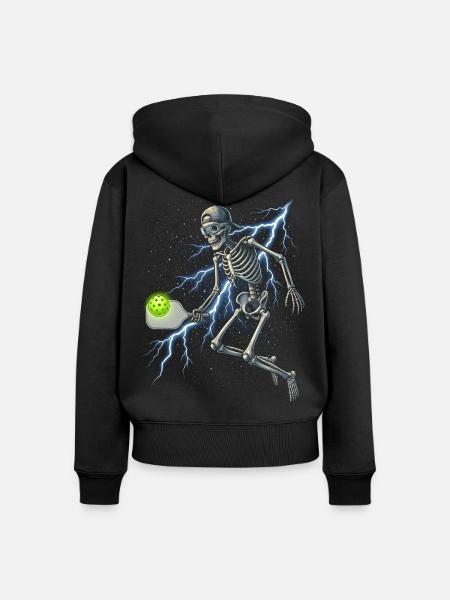 Blitzskelett-Pickleball - Frauen Premium Bio Zip Hoodie - Schwarz