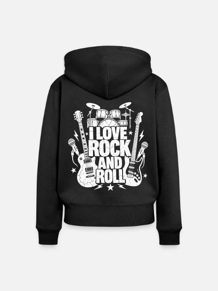 Ich liebe Rock'n'Roll-Musikband Retro - Frauen Premium Bio Zip Hoodie - Schwarz