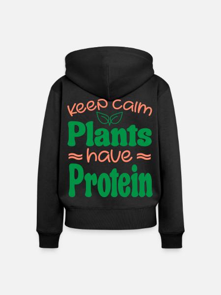 Keep Calm Pflanzen haben Protein - Frauen Premium Bio Zip Hoodie - Schwarz