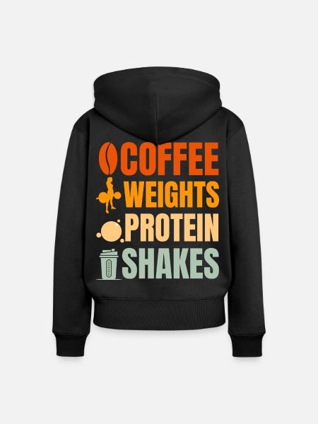 Kaffeegewichte Proteinshakes - Frauen Premium Bio Zip Hoodie - Schwarz
