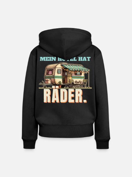Wohnwagen - Hotel mit Rädern - Frauen Premium Bio Zip Hoodie - Schwarz