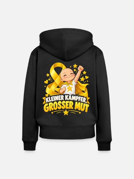 Kleiner Kämpfer, Großer Mut – Kinderkrebs - Frauen Premium Bio Zip Hoodie - Schwarz