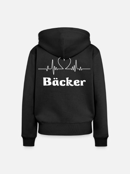 Bäcker - Frauen Premium Bio Zip Hoodie - Schwarz