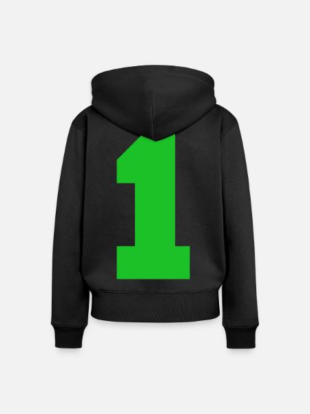 Leuchtendes Eins-Motiv auf Schwarz - Frauen Premium Bio Zip Hoodie - Schwarz