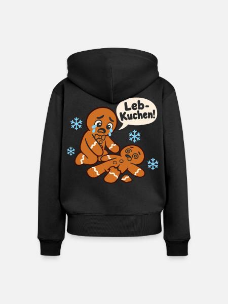 Leb-Kuchen! – Advent Spruch - Frauen Premium Bio Zip Hoodie - Schwarz