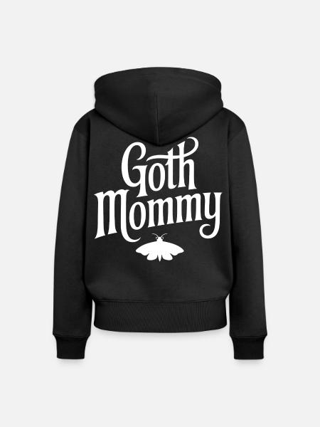 Goth-Mommy-Typografie mit Moth - Frauen Premium Bio Zip Hoodie - Schwarz