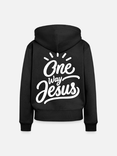 Einweg-Jesus-christlicher Glaube - Frauen Premium Bio Zip Hoodie - Schwarz