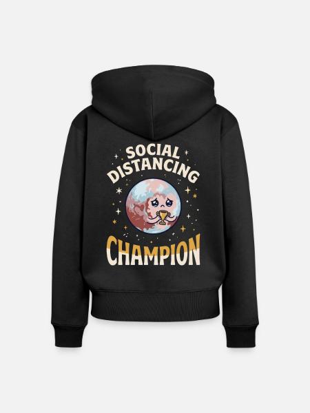 Social Distancing Champion - Frauen Premium Bio Zip Hoodie - Schwarz