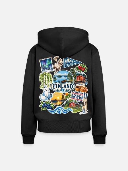 Finnland Reisesticker - Frauen Premium Bio Zip Hoodie - Schwarz