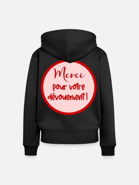 Danke, französische Widmung. - Frauen Premium Bio Zip Hoodie - Schwarz