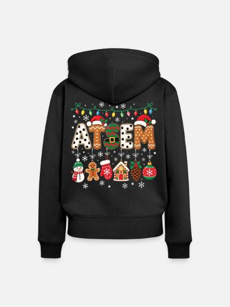 Weihnachten ATSEM Kindergarten Abschlussparty - Frauen Premium Bio Zip Hoodie - Schwarz