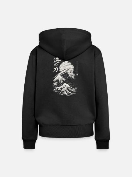 Japanese Great Wave – Japanese Art - Frauen Premium Bio Zip Hoodie - Schwarz