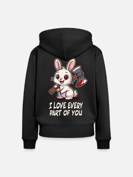 Süßer Killer-Hase - Frauen Premium Bio Zip Hoodie - Schwarz