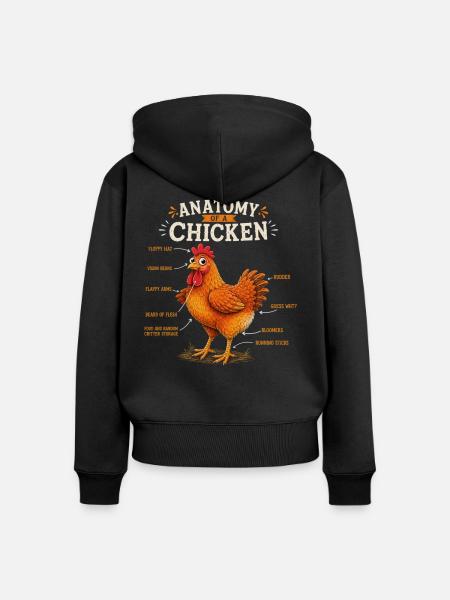 Anatomie eines Huhns – lustiges Huhn - Frauen Premium Bio Zip Hoodie - Schwarz