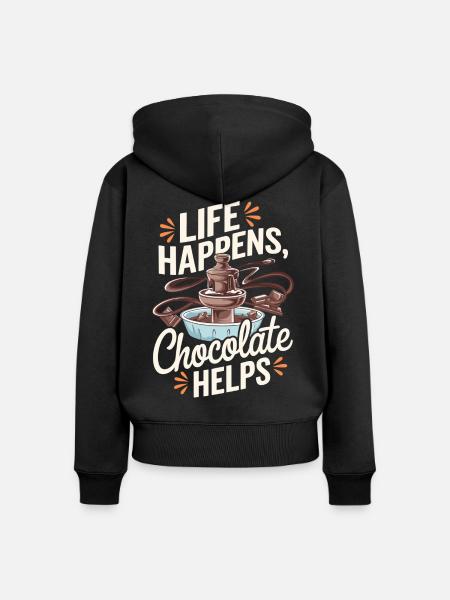 Das Leben Passiert, Schokolade Hilft - Perfekte - Frauen Premium Bio Zip Hoodie - Schwarz