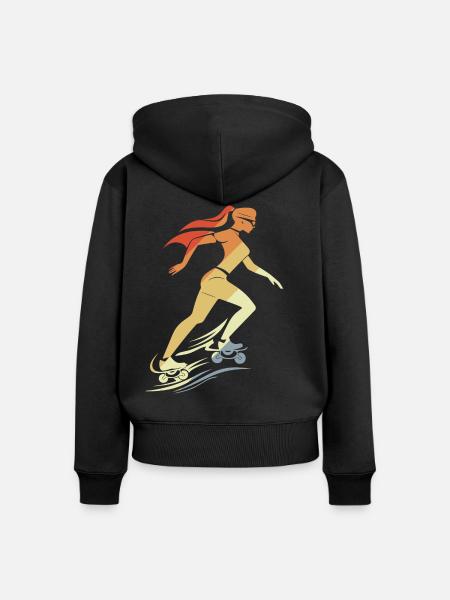 Weiblicher Roller Skater - Frauen Premium Bio Zip Hoodie - Schwarz