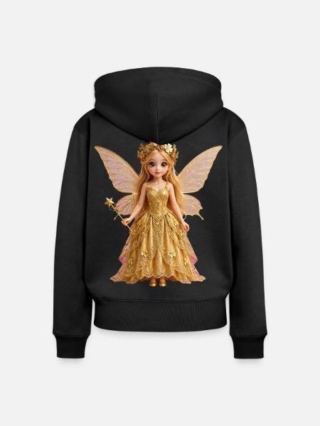 Goldene Feenprinzessin Glänzende Flügel - Frauen Premium Bio Zip Hoodie - Schwarz