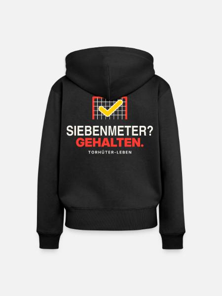 Siebenmeter? Gehalten. - Frauen Premium Bio Zip Hoodie - Schwarz