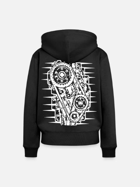 Industrielles Riemenmuster - Frauen Premium Bio Zip Hoodie - Schwarz