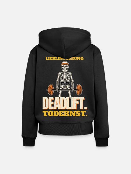 Lieblingsübung Deadlift, todernst - Frauen Premium Bio Zip Hoodie - Schwarz